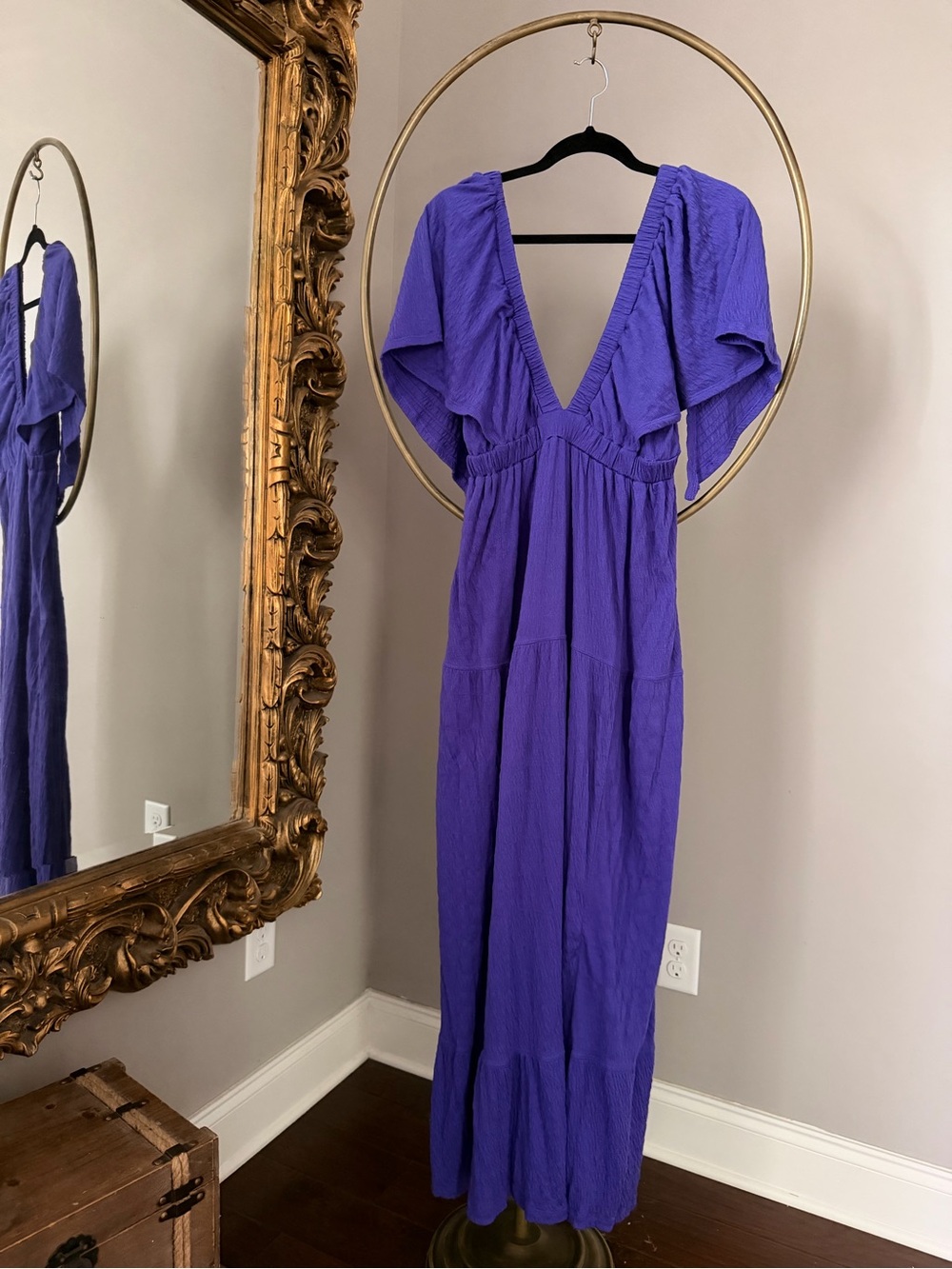 Free People Royal Purple Deep V Maxi Dress